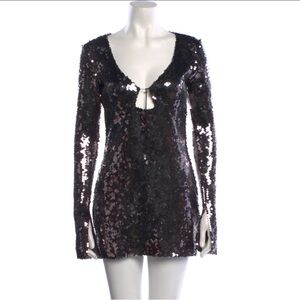 Sequin Long Sleeve Brown Dress